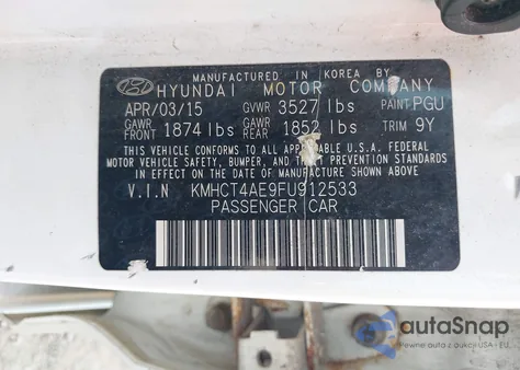 2015 Hyundai Accent Gls из США, поврежденный, VIN KMHCT4AE9FU912533